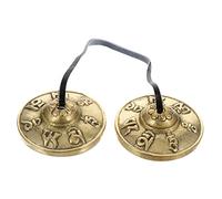 BESPORTBLE 1Pair Nepal Cymbals Yoga Meditation Accessory Lightweight Religious Percussion Instrument for Mindfulness and Relaxation Beautifully Crafted with Om Pattern Easy to Carry