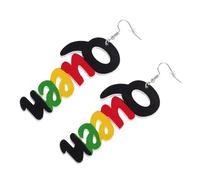 BESPORTBLE 1Pair Queen Letter Wooden Drop Earrings Unique African Style Wood Earrings for Women Word Accessories for Holiday Parties Special Occasions