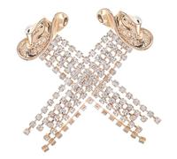 BESPORTBLE 1Pair Western Cowboy Hat Earrings Rhinestone Tassel Dangle Earrings for Country Concerts Unique Fringe Design for Cowgirl Outfits Comfortable Fit for Prolonged Wear