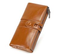 BESPORTBLE 1Pc Antique PU Wallet for Women Magnets Lady Purse with Smooth Zipper Vintage Style Handheld Clutch Khaki for Everyday Use and Special Occasions