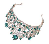 BESPORTBLE 1pc Baroque Style Vintage Crown for Bride Luxurious Rhinestone Inlaid Headpiece Green Alloy Tiara Wedding Hair Accessory for Photography and Cosplay Events
