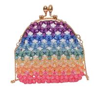 BESPORTBLE 1Pc Colorful Beaded Handbag Handmade Pearl Crossbody Bag for Women Stylish Hollowed Out Design for Storing Phone Wallet Make Up Durable