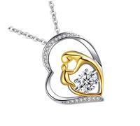 BESPORTBLE 1Pc Elegant Heart Zircon Necklace for Mother's Day present Unique Neck Pendant Golden Silver for Daily Wear Parties and Special Occasions