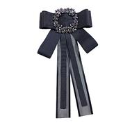 BESPORTBLE 1Pc Elegant Pre Tied Bow Tie Brooch for Women Black Double Ribbon Neck Tie Accessory for Parties Weddings and Daily Wear Stylish for Mothers and Daughters