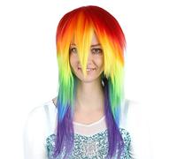 BESPORTBLE 1pc Gradient Color Synthetic Wig for Cosplay and Dance Parties Long High Temperature Hairpiece for Stage Performance Stylish Rainbow Wig for Lovers