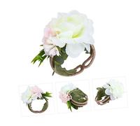 BESPORTBLE 1Pc Knitting Flower Wristband for Weddings Elegant Photo Prop for Bride Bridesmaids Stunning Floral Bracelet for Prom Bouquet Alternative Pink White