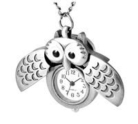 BESPORTBLE 1PC Lovely Owl Pocket Watch Vintage Decorative Design Crescent Shape Present for Durable Silver Finish for Fashion Accessories