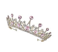 BESPORTBLE 1pc Rhinestone Bridal Crown Large Pink Headdress for Weddings Birthdays and Banquets Delicate Design Lightweight and Comfortable for Special Occasions