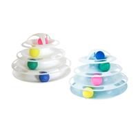 BESPORTBLE 1pc Rotating Cat Toy Four Layers Interactive Amusement Track Tower for Cats Rattling Balls Fun Pet Activity Toy Blue
