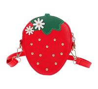 BESPORTBLE 1pc Strawberry Messenger Bag Single Shoulder Bag Wallet Cross Body Bag Belt Bag Strawberry Stickers Strawberry Bag for Coins Tote Bag Straw Clutch Purse for Women Pouch Red Metal