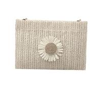 BESPORTBLE 1PC Stylish Small Square Crossbody Bag for Women White Woven Tote Handbag Unique Design for Casual Use Lightweight and Durable for Daily Essentials