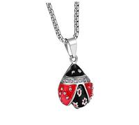 BESPORTBLE 1Pc Titanium Steel Ladybug Pendant Necklace Elegant Square Pearl Chain Versatile Jewelry for Parties Everyday Wear Smooth Durable Design for Women