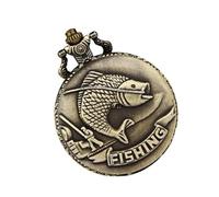 BESPORTBLE 1Pc Vintage Fishing Pocket Watch with Creative Relief Stylish Antique Hanging Watch for Men Unique Present for Fishing Enthusiasts