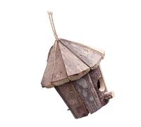 BESPORTBLE 1pc Wooden Bird House Hanging Rope Nesting Station for Garden and Home Craft for Birds to Play and Sleep