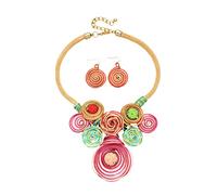 BESPORTBLE 1Set African Style Decorative Necklace and Earrings Women Ethnic Jewelry for Parties Vacations Birthdays and Daily Wear for Friends and Loved
