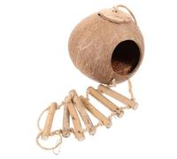 BESPORTBLE 1set Bird House Coconut Shell with Ladder Natural Hanging Nest for Parrots Budgies and Pets Comfortable Sleeping Bed for Birds and Easy to Use