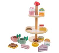 BESPORTBLE 1set Boys and Girls Dessert Stand Playset Wooden Simulation Cupcake Set for Pretend Play Dessert Rack Role-playing Food Toys for Boy Girl for Birthday Parties and Educational Fun