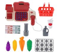 BESPORTBLE 1Set Cash Register Playset Educational Grocery Store for Boys and Years Old Mini Shopping Cart with Food Money Enhance Early Math Skills and Imaginative Play