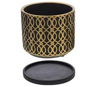 BESPORTBLE 1set Cement Succulent Planter Tray Creative Water-resistant Flowerpot for Outdoor Garden Decor Chic Black Gold Design for Flowers and Succulents