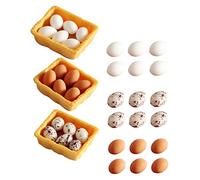 BESPORTBLE 1Set Miniature Egg Model Decor Realistic Speckled Eggs with Trays for Dollhouse Kitchen Layout Imaginative Play for Miniature Food Simulation
