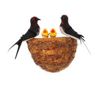 BESPORTBLE 1set Outdoor Bird Nest Decor Realistic Swallow Figurines for Garden Patio and Balcony Decoration Includes Nest and Birds for Nature Lovers