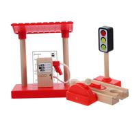 BESPORTBLE 1Set Simulation Gas Station Model Multi Function Lift Road Block Educational Plaything Decorative Table Models Enhance Fine Motor Skills and Cognitive Development
