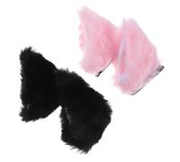 BESPORTBLE 2 Pairs Cute Cat Ears Helmet Decoration for Motorcycles and Electric Bikes Plush Pink and Black Helmet Accessories for Women