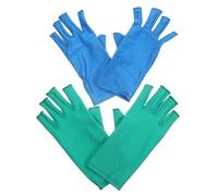 BESPORTBLE 2 Pairs Elastic Breathable Fingerless Work Gloves for Sewing Quilting and Handcrafts Anti-skid Protective Barrier Lightweight Stretchy Fit for Adults in Blue and Lake Green