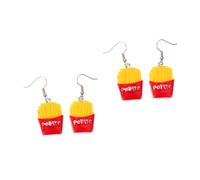 BESPORTBLE 2 Pairs Handmade French Fries Earrings Cute Cartoon Resin Studs Unique Ear Drops Women Teens Party Accessories Charming Lightweight Jewelry