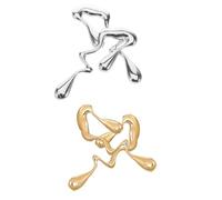 BESPORTBLE 2 Pairs Irregular Water Droplet Dangle Earrings for Women Silver and Gold Teardrop Geometric Ear Jewelry Set Minimalist Statement Metal Earrings