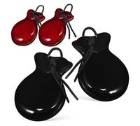 BESPORTBLE 2 Pairs Spanish Wooden Castanets Brown and Black Finger Percussion Instruments for Adults Beginners Easy to Learn Portable Handheld Musical Instrument
