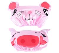 BESPORTBLE 2 Pcs Boys and Girls Bath Caps Adjustable Waterproof Cartoon Printed Double-layer Shower Hats for Children, Pink Pig and Mouse Designs, Suitable for Bathing and Swimming