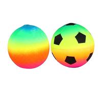 BESPORTBLE 2 Pcs Inflatable Rainbow Soccer Balls Soft PVC Football for Indoor Outdoor Play Enhances Coordination and Cooperation Skills Lightweight for Pool Beach Party