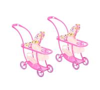 BESPORTBLE 2 Pcs Mini Doll Stroller Set, Foldable Doll Pram Cart, Japanese Style Cart Model for Dollhouse Play and Role-playing