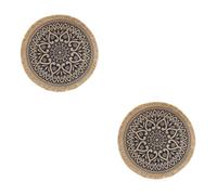 BESPORTBLE 2 pcs Premium Jute Table Mat with Black Fringe Tassels Reusable Linen Cloth Place Mat for Dining Photo Prop Home and Party Decoration