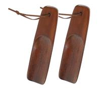 BESPORTBLE 2 Pcs Wooden Shoehorns with Leather Rope Portable Shoe Lifting Tools for Elders and Pregnant Women Easy Slide Shoe Extractors for Comfortable Random Color