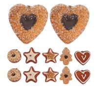 BESPORTBLE 2 Sets Christmas Artificial Cookie Fake Chocolate Biscuits Heart Shaped Simulation Realistic Food Dessert For Decoration Holiday Display Props Model