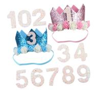 BESPORTBLE 2 sets DIY Birthday Hats Pink Crown Caps Decorative Party Hats for Boy Girl Unique Birthday Accessories to Create Fun Atmosphere and Celebrate Growth Moments