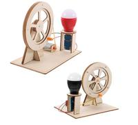 BESPORTBLE 2 Sets DIY Hand Crank Generator Kit Portable Wooden Electricity Generator for Stem Science Educational Enhances Analytical Skills and Observation Ability with Light Random Color