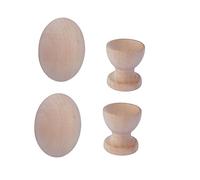 BESPORTBLE 2 Sets DIY Wooden Easter Eggs Craft Kit with Lifelike Blank Eggs and Stands for Creative Painting and Easter Decorations for Preschool and Classroom Use
