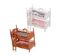 BESPORTBLE 2 Sets Dollhouse Bunk Bed Bedroom Furniture with Mattresses and Ladder Realistic Simulation for Creative Role Play and Spatial Skill Development Plastic and Fabric Design