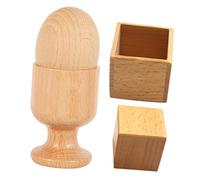 BESPORTBLE 2 Sets Educational Wooden Egg and Egg Cup with Box and Square Blocks Smooth Surface Montessori Hand Eye Coordination for Creativity Logic and Teamwork Development