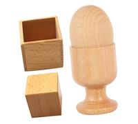 BESPORTBLE 2 Sets Hand Eye Coordination for Wooden Sensory Egg and Cup with Square Block Montessori Inspired Educational Play for Developing Fine Motor Skills and Teamwork