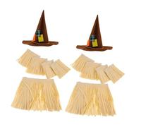 BESPORTBLE 2 Sets Hawaiian Luau Costume with Faux Raffia Grass Skirts Witch Hats Anklets Wristbands Lightweight Tropical Party Outfits for Women Men for Luaus Festivals Beach Events