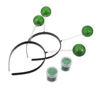 BESPORTBLE 2 Sets Martian Antenna Headband Set with Glitter Ball Boppers Lightweight Comfortable Costume Accessories for Womens Halloween Party Eye Catching Green Headwear for Cosplay and