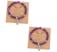 BESPORTBLE 2 Sets Memorial Beaded Bracelet Set with Card for Loss of Loved Ones Selected Stone Beads Artistic Design Suitable for Bereavement and Daily Wear Condolence Grief Loss of Husband