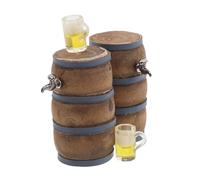 BESPORTBLE 2 Sets Mini Beer Barrel Model Wooden Figurines with Wine Glasses for Dollhouse Bars Fairy Garden Decor and Wine Cellar Enhancement Detailed Miniature Design for Versatile Usage
