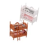 BESPORTBLE 2 Sets Miniature Doll Bunk Bed with Ladder for Dollhouse Furniture Realistic Bedroom Accessories for Role Play Interactive and Skill-building Dollhouse Bunkbeds in Brown and White