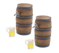 BESPORTBLE 2 Sets Miniature Wine Cellar Decoration Miniature Glass Bottles Beer Cup Model Dollhouse Beer Mug Dollhouse Cups Light Brown Wood
