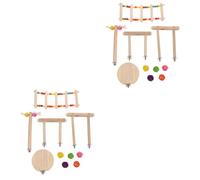 BESPORTBLE 2 Sets Parrot Toy Chew Toy for Rabbit Ladder for Bird Cage Wooden Toy Chew Toy for Birds Bird Swing Toy Bird Retirement Pet Stand Up Wooden